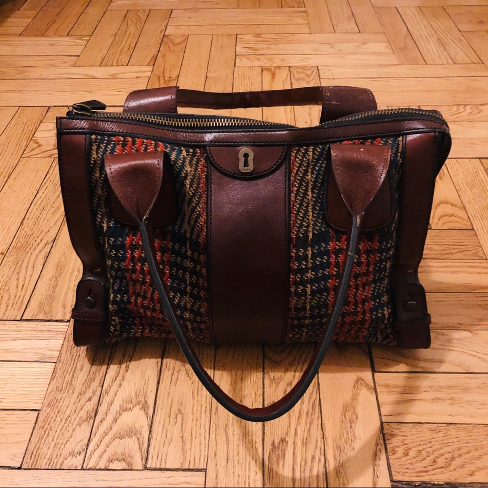 Fossil Brown and Multicolor Satchel